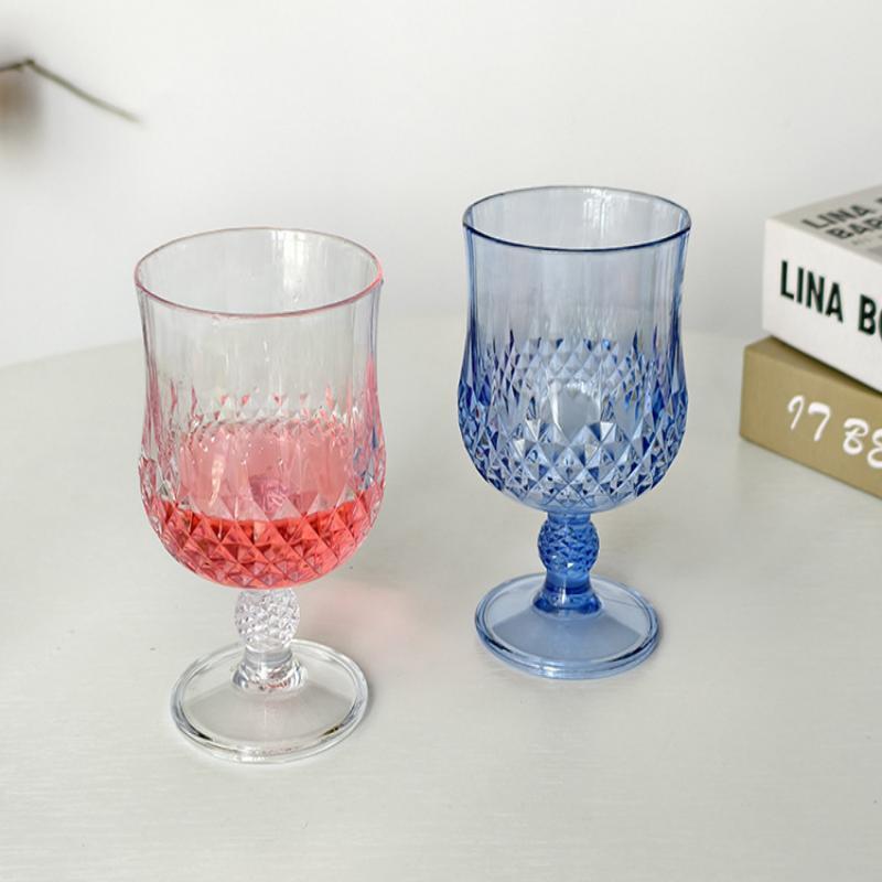 1 Stück Kunststoff- Weingläser Vintage Champagnergläser geschliffene Kelche unzerbrechliche Cocktailgläser