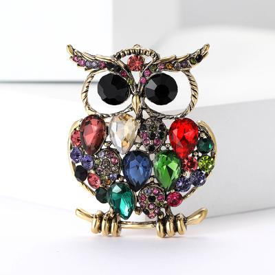 Vintage Strass Eulen Broschen für Damen Unisex Glas Tier Vogel Anstecknadeln Event Party Rucksack Dekoration Kleider Accessoires