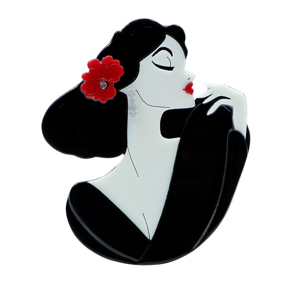 Handmade splicing acrylic sheet with elegant temperament, elegant lady shaped brooch