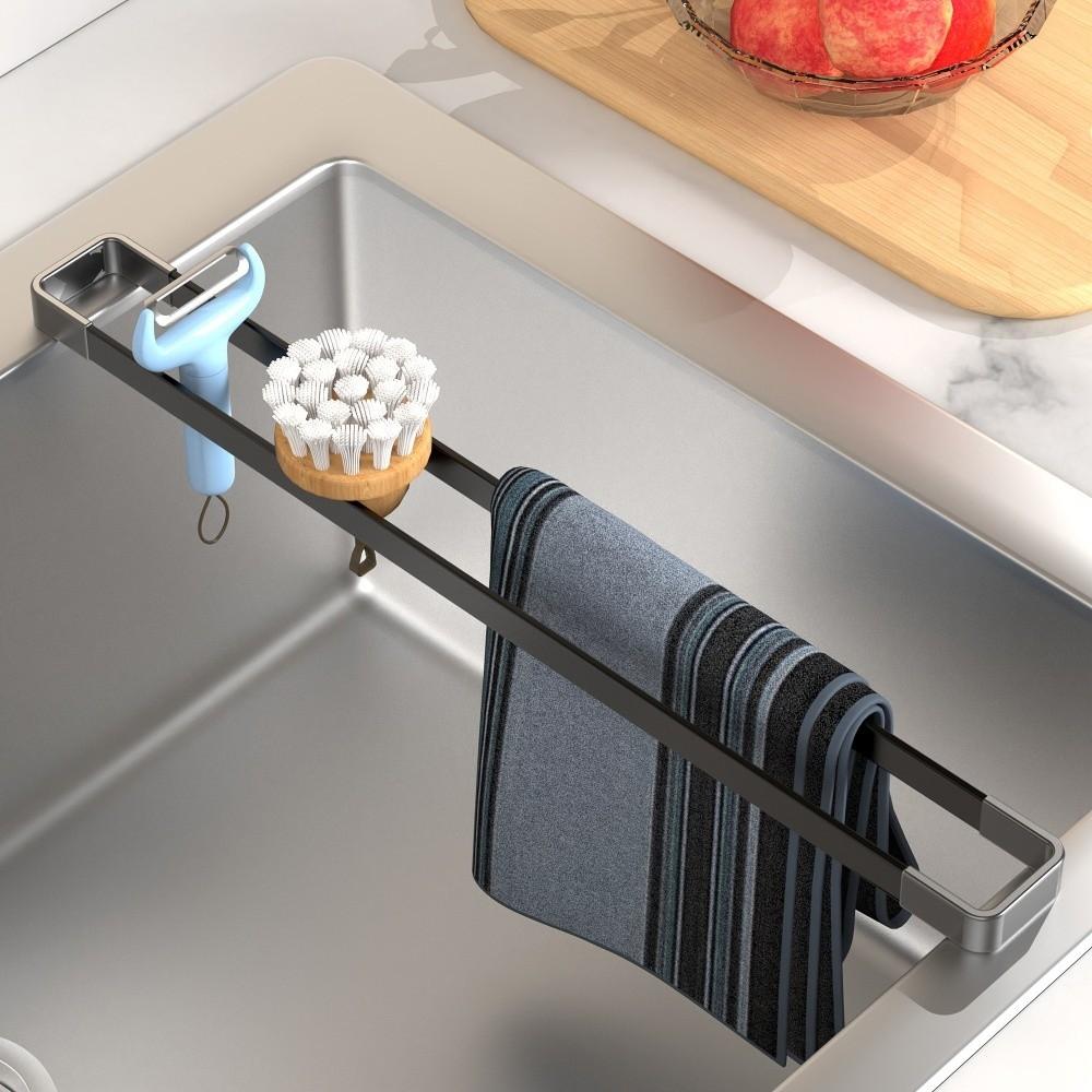 Space Saving Sink Organizer Metal Dish Drying Rack Sponge Holder Sink Rack Kitchen