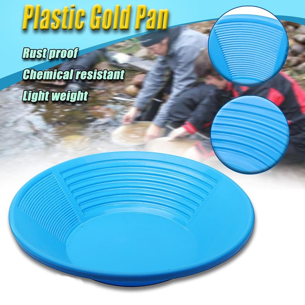 Yousheng Manual Panning Pan Heavy Duty Three Riffles Rare Metal Prospecting Pan Portable Lightweight Round Plastic Basin Sifting Tool