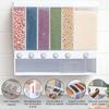 6 in1 Cereal Dispenser Dry Food Dispenser Storage Container Wall Mount Cereal Grain Rice Dispenser 6 Grid Rice Dispenser Food Bucket for Kitchen Home