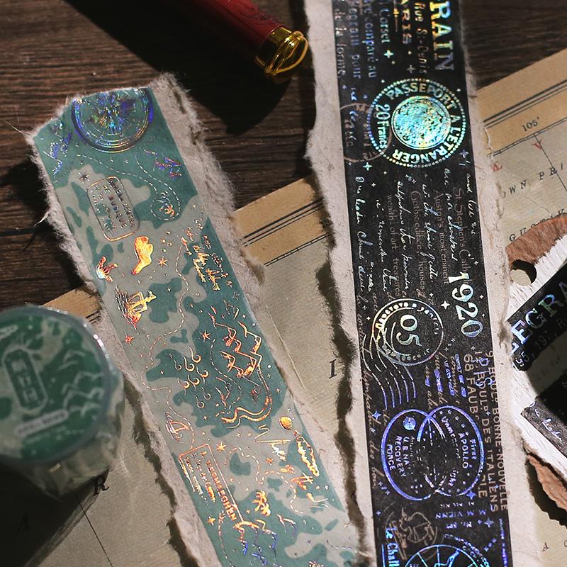 Fantasy Astrolabe Stars Moon Planet Laser Hot Silver Decorative Masking Washi Tape Adhesive Tape DIY Scrapbooking Sticker Label