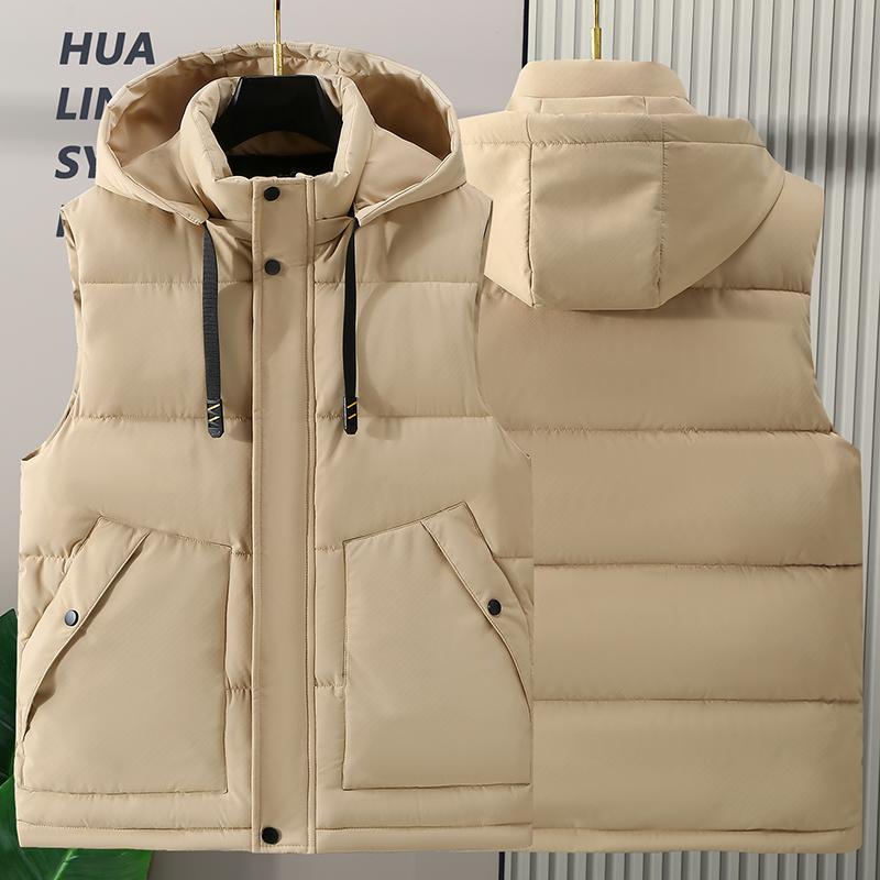 Plus Size S-8XL Waterproof Sleeveless Parka Man Waistcoat  Fashion Men's Warm Vest Hooded Korean Style Padded Coats