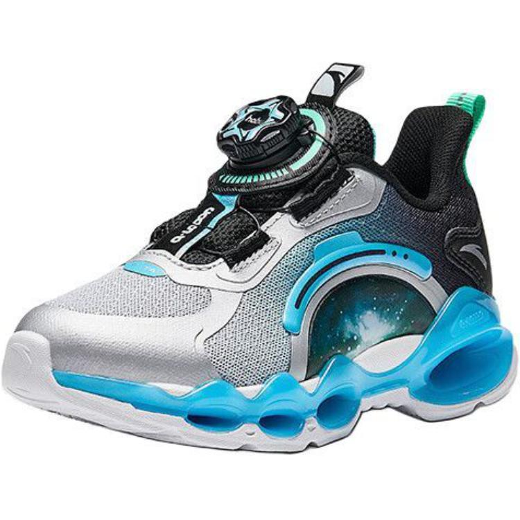 Anta Kids Energy Ring 10.0 Knob Non-Slip Wear-Resistant Low-Top Running Shoes Kids Running Shoes Silver Black 312449901-1