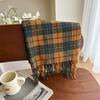 Versatile Imitation Cashmere Tassel Soft And Sticky Plaid Scarf For Women'S Winter Luxury New Fashionable Thickened Warm Shawl