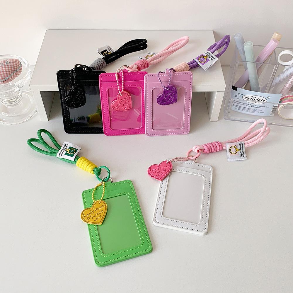 Love Heart Pendant ID Card Holders ID Card Protective Korean Photocard Holder School Supplies