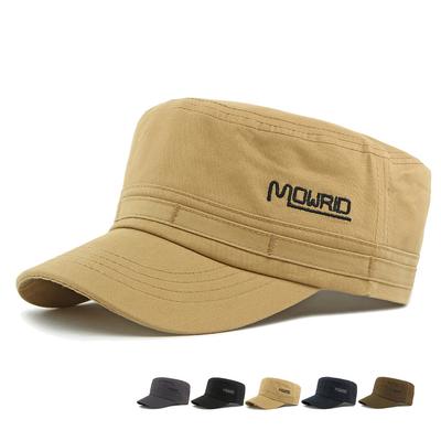 Spring Summer Cotton Hat Men's Flat Top Hat Outdoor Sun Protection Sun Hat Cap
