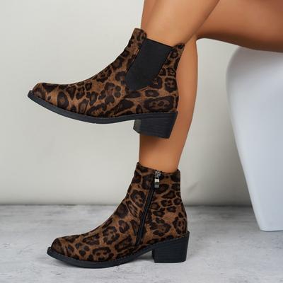 Scarpe da Donna Moda 2024 Alta Qualità Cerniera Laterale Stivali da Donna Moda Stampa Leopardo Stivali Moderni Donna Nuovi Stivaletti Taglie Forti