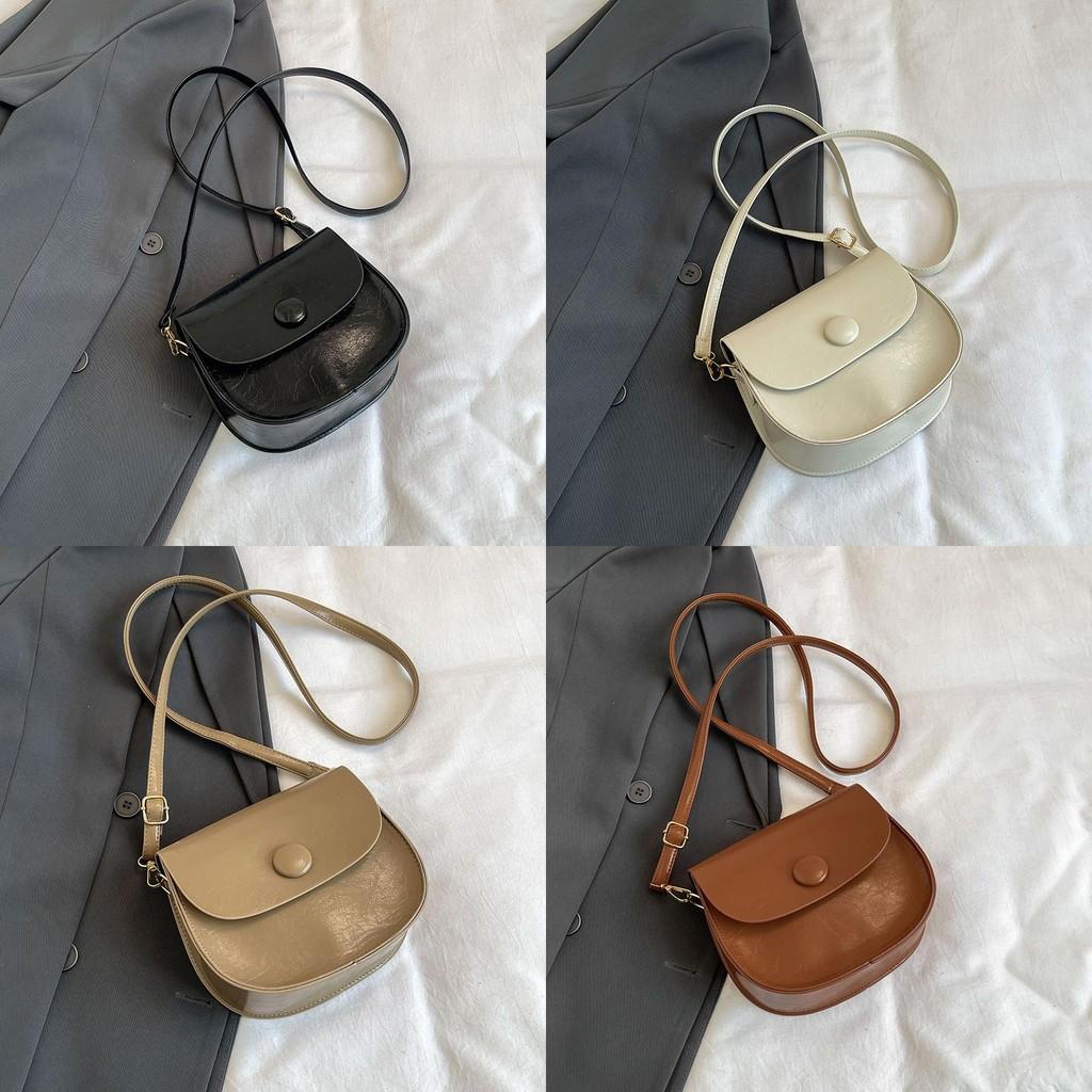 Chic And Trendy Small Pu Saddle Bag For Women In Black White Khaki Or Brown Perfect For Winter Fashion