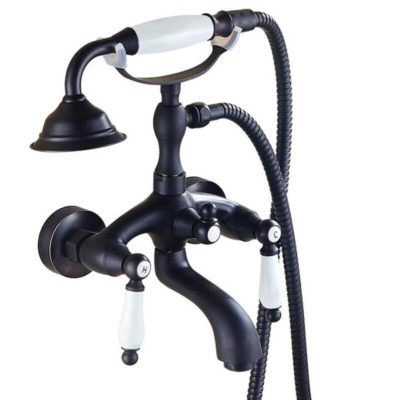 TLXT Wall-Mounted Bathtub Faucet with Handheld Shower Set