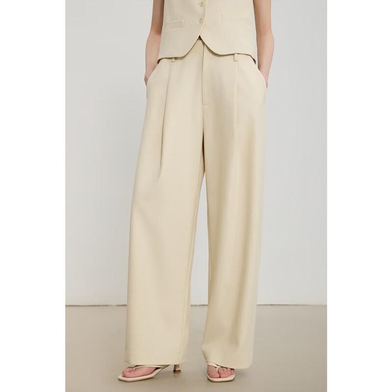 Gojin High-Waist Wide-Leg Pleated Straight Pants L