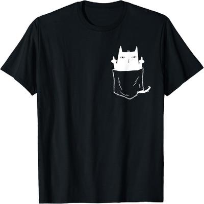 Cat In Pocket Giving The Finger - Funny Cat Middle Finger T-Shirt for Men Women