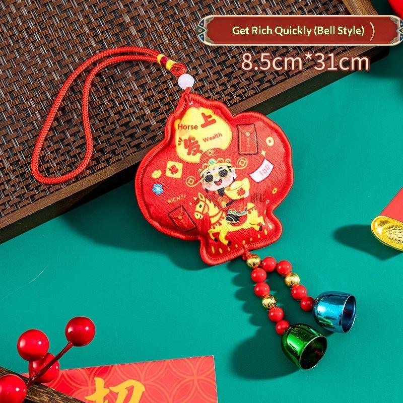 Chinese Style Zodiac Mascot Pendant Blessing Embroidery Lucky Fragrant Bag With Tassels Horse Incense Bag Car Hanging