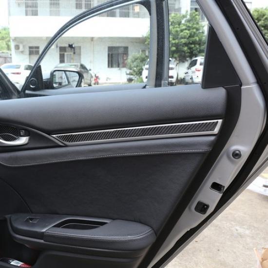 Carbon Fiber Interior Door Panel Cover Trim Sticker For Honda Civic 10th 16-19