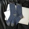 1PC Navy Blue Timeless Seamless Well-Made Versatile Comfortable Vintage Soft Mid-Calf Elegant Socks Seam-Free