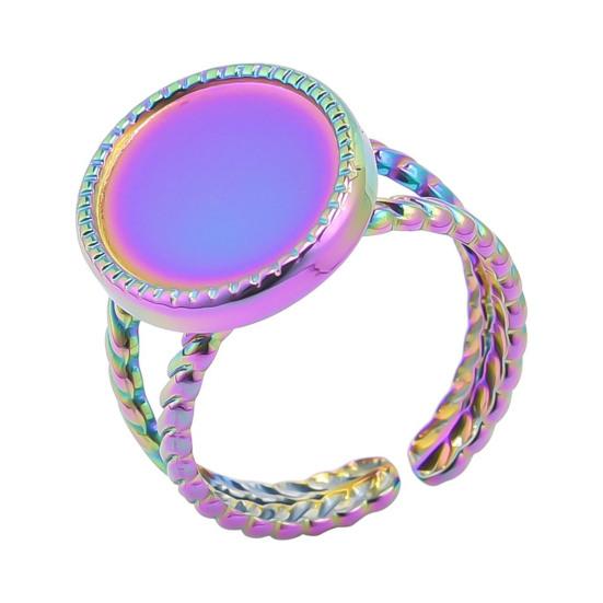 Stainless Steel Ring Base Adjustable Ring Blank Cabochon Ring Blank Base Flat Bezel