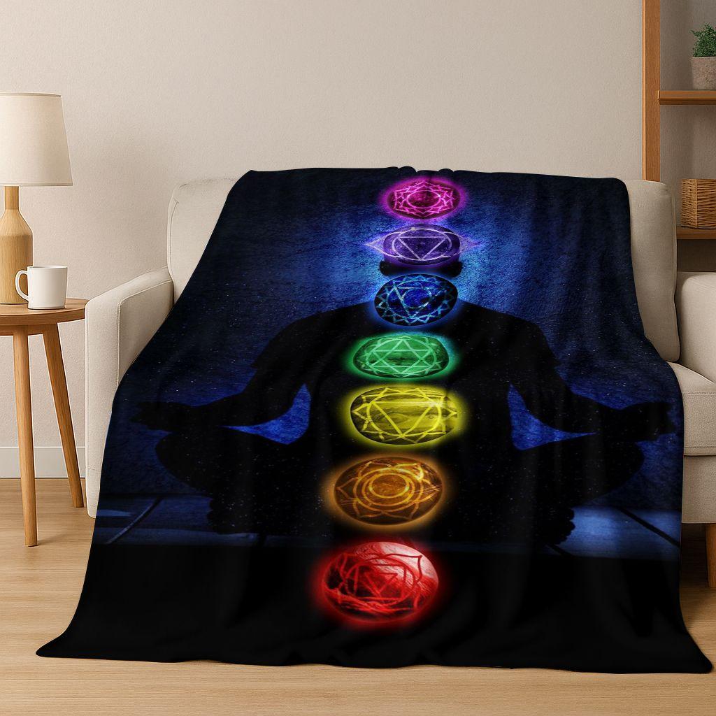 Bohemia Yoga chakra Mandala Spirit Meditation Flannel Blanket,Cozy Soft Throw Blanket for Home Bedroom Bed Sofa Cover Gift Kid