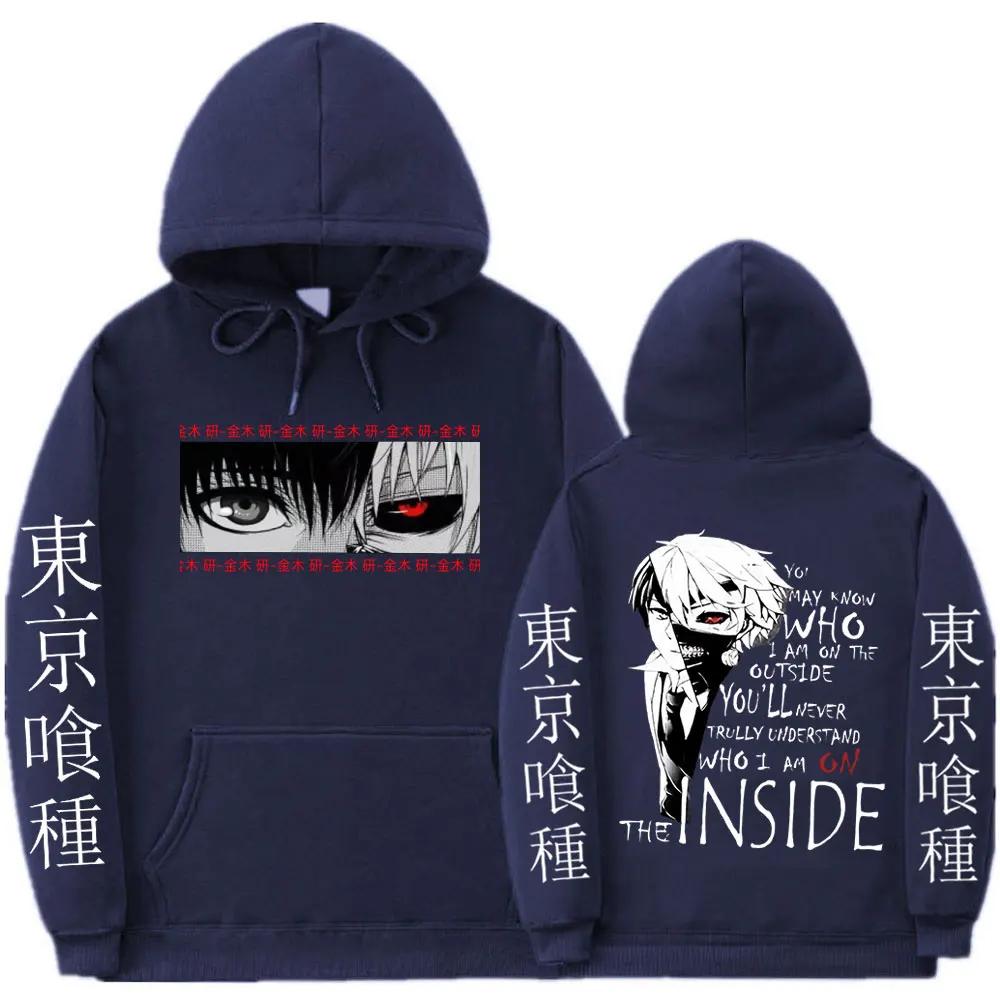 Japanese Anime Kaneki Ken Tokyo Ghoul Graphics Print Hoodie Men's Women Fashion Gothic Cool Hooded Sweatshirts Unisex Streetwear