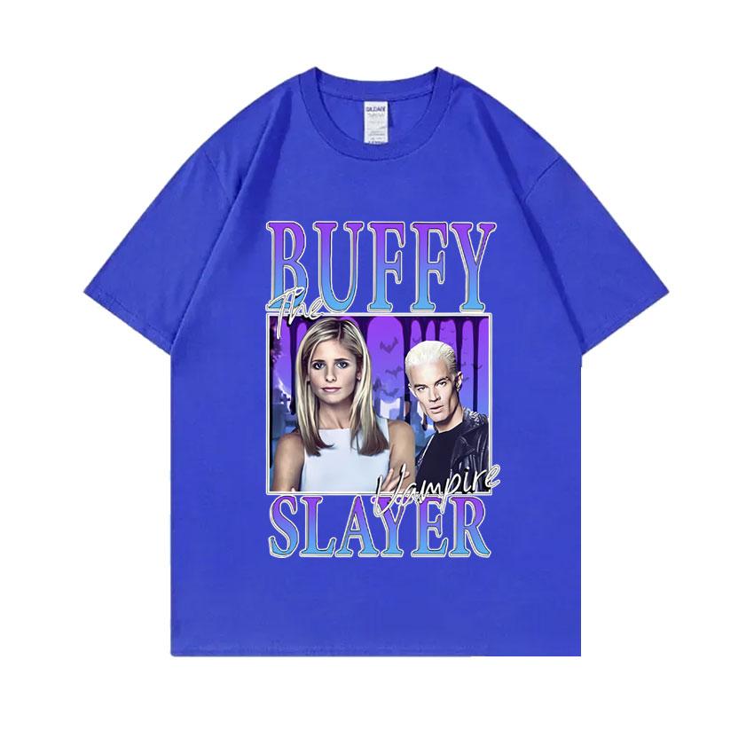 Tv Series Buffy The Vampire Slayer Graphic Tshirt Male Fashion Casual Loose T Shirts Unisex Women Vintage Oversized Ocollar Tees