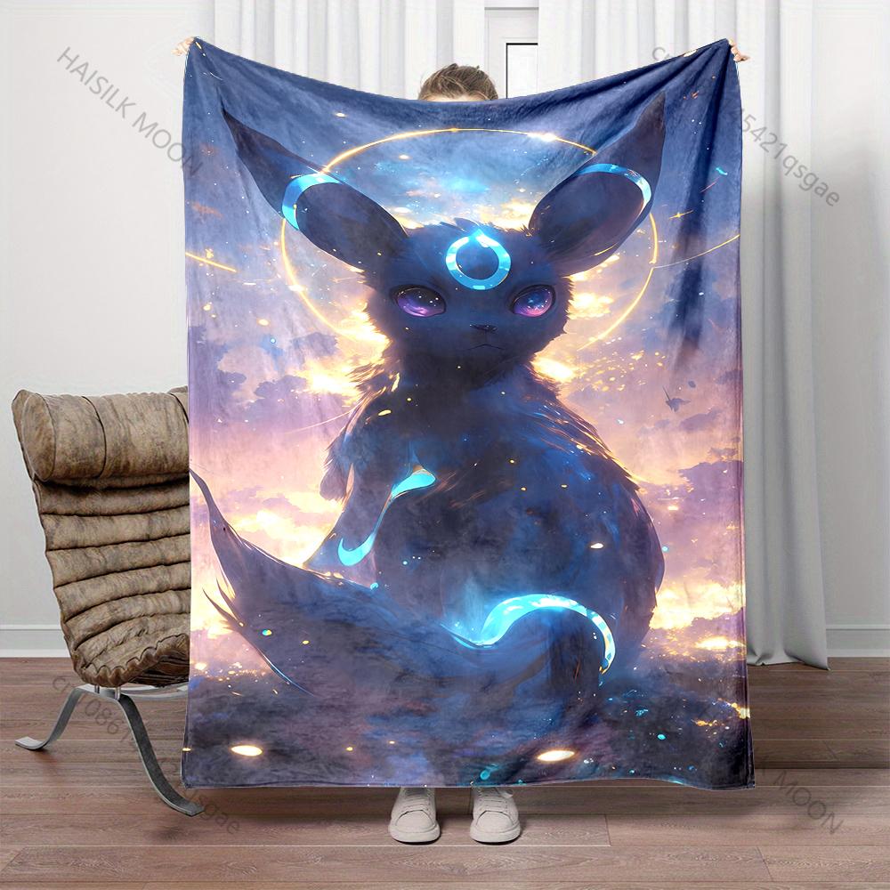 Multiple Sizes Pokemon Umbreon Printed Warm Soft Flannel Material Suitable for All Seasons Deluxe Gifts for Adults and Children