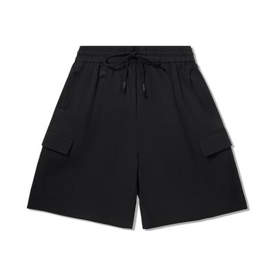 Li Ning Kung Fu Series Solid Color Mid Waist Drawstring Breathable Versatile Loose Casual Shorts Men Shorts AKSV475-1