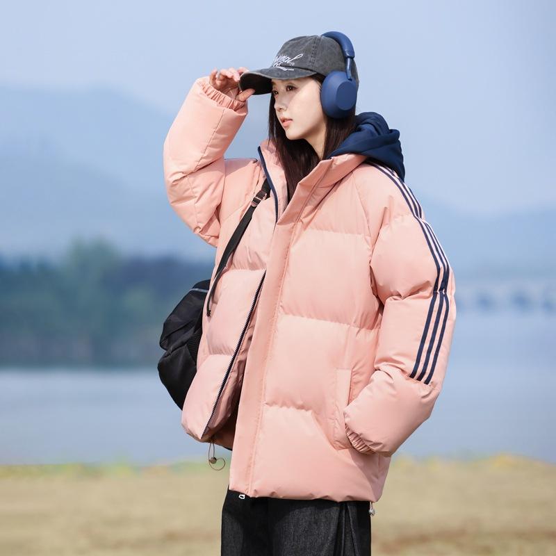 Hooded Fake Two-piece Cotton-padded Coat, Couple's Versatile Loose Casual Three-bar Cotton-padded Coat To Keep Warm, Winter Cotton-padded Clothes