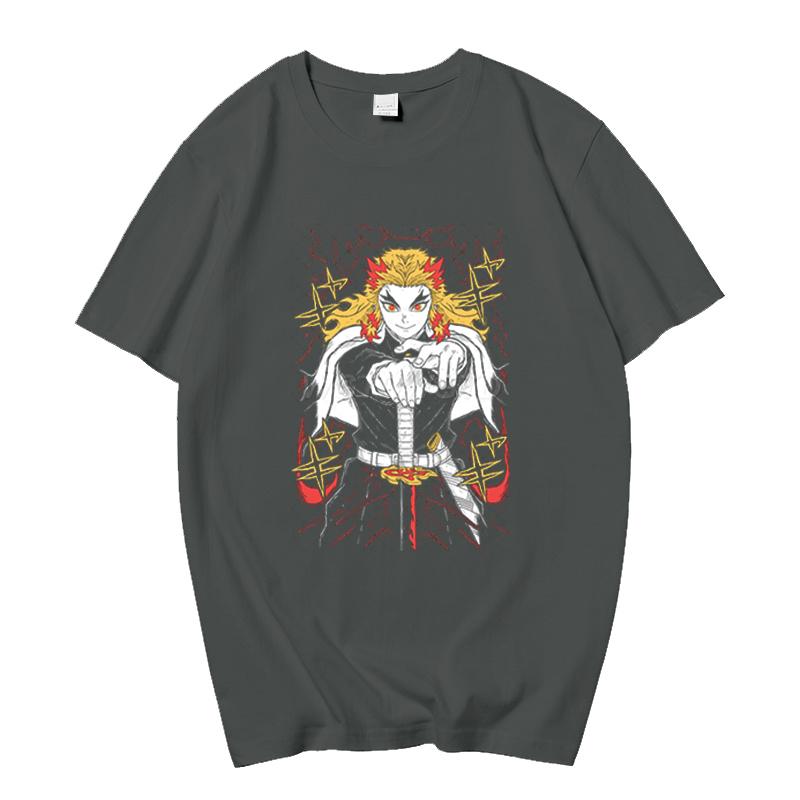 Rengoku Kyoujurou T-shirts Anime T-shirt Cotton Summer Short Sleeve Oversized T-shirts Funny Streetwear Unisex