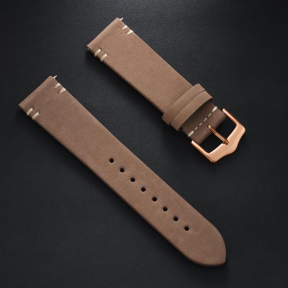 20mm 22mm Quick Release Vintage Matte Soft Suede Leather Strap Brown Watch Bands Calfskin Bracelet Women Men Watch Accessories