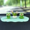 3Pcs Frog Figure with Pad Resin Frog Car Ornament Mini Green Plant Bonsai Pot Home Office Decor Car Interior Accessory