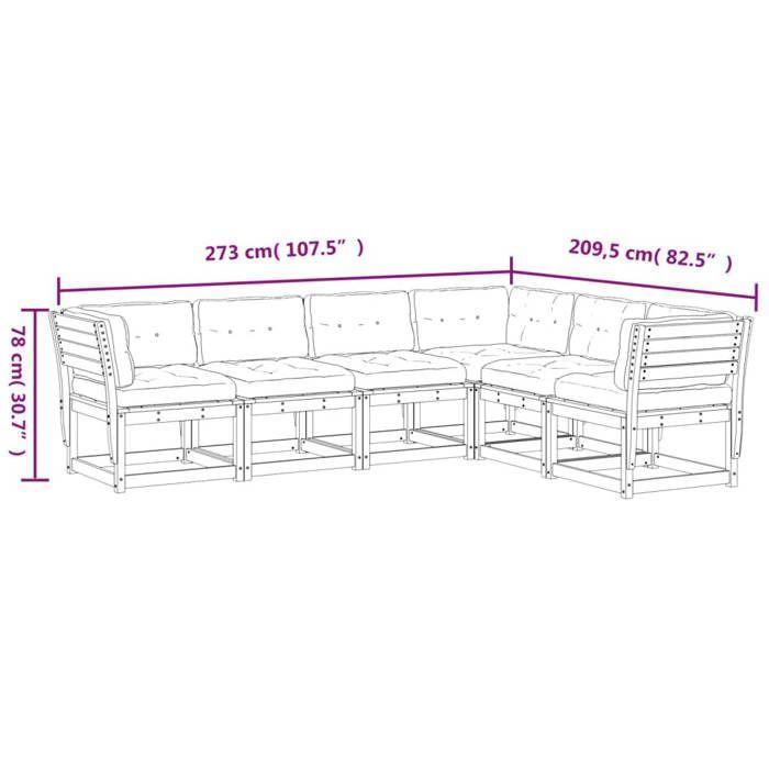 VidaXL Salon de Jardin avec Coussins 6 pcs, Sièges de Patio, Ensemble de Meubles, Mobilier de Terrasse Extérieur, Blanc Bois 3217026