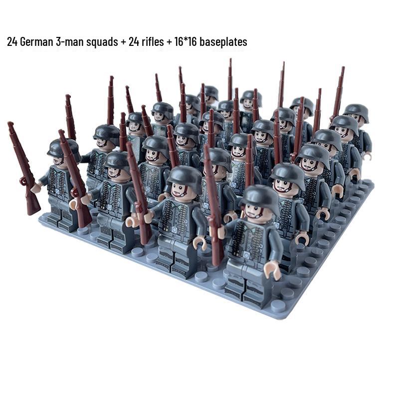 International Military Assembly Figures Set: British, American, Eighth Route Army Minifigures - Educational Toy Collection, 24 Pieces