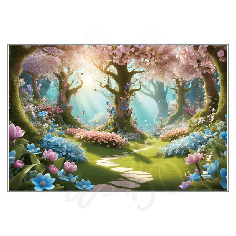 Spring Green Forest Photography Backdrop Fairy Princess Pet Landscaping Photo Backdrop