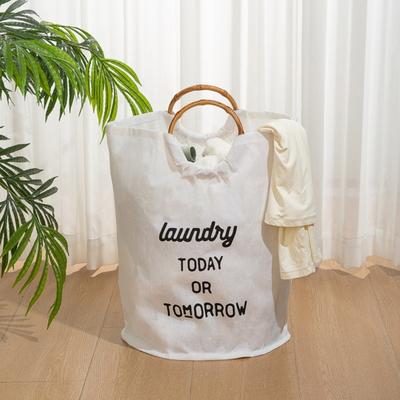 Waterproof Cotton Foldable Hamper With Sturdy Bamboos Handles Multipurpose Storage For Clothes Toy Household Items Top Sale