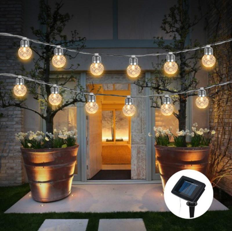 2 Modes Solar Bulbs String Lights Waterproof 10 LED Globe Lights Clear Bulb Outdoor LED Decorative Li