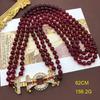 Retro Pomegranate Red Glass Bead Layered Sweater Chain & Rhinestone Necklace Bracelet Set