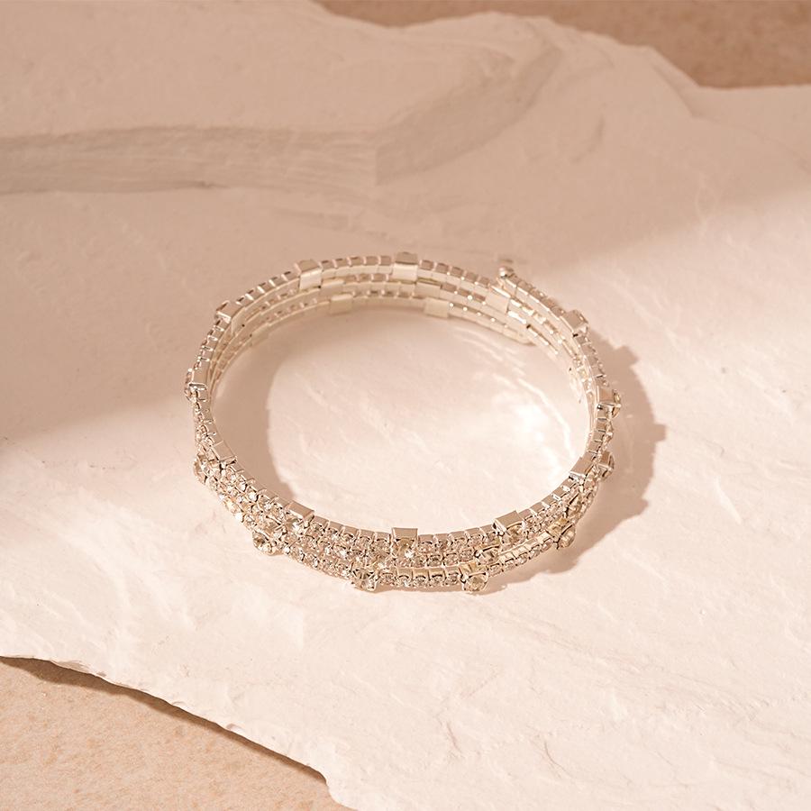 Elegant Multi-Layered Diamond Inlaid Open Bangle: Light Luxury Fashion Bracelet for Women