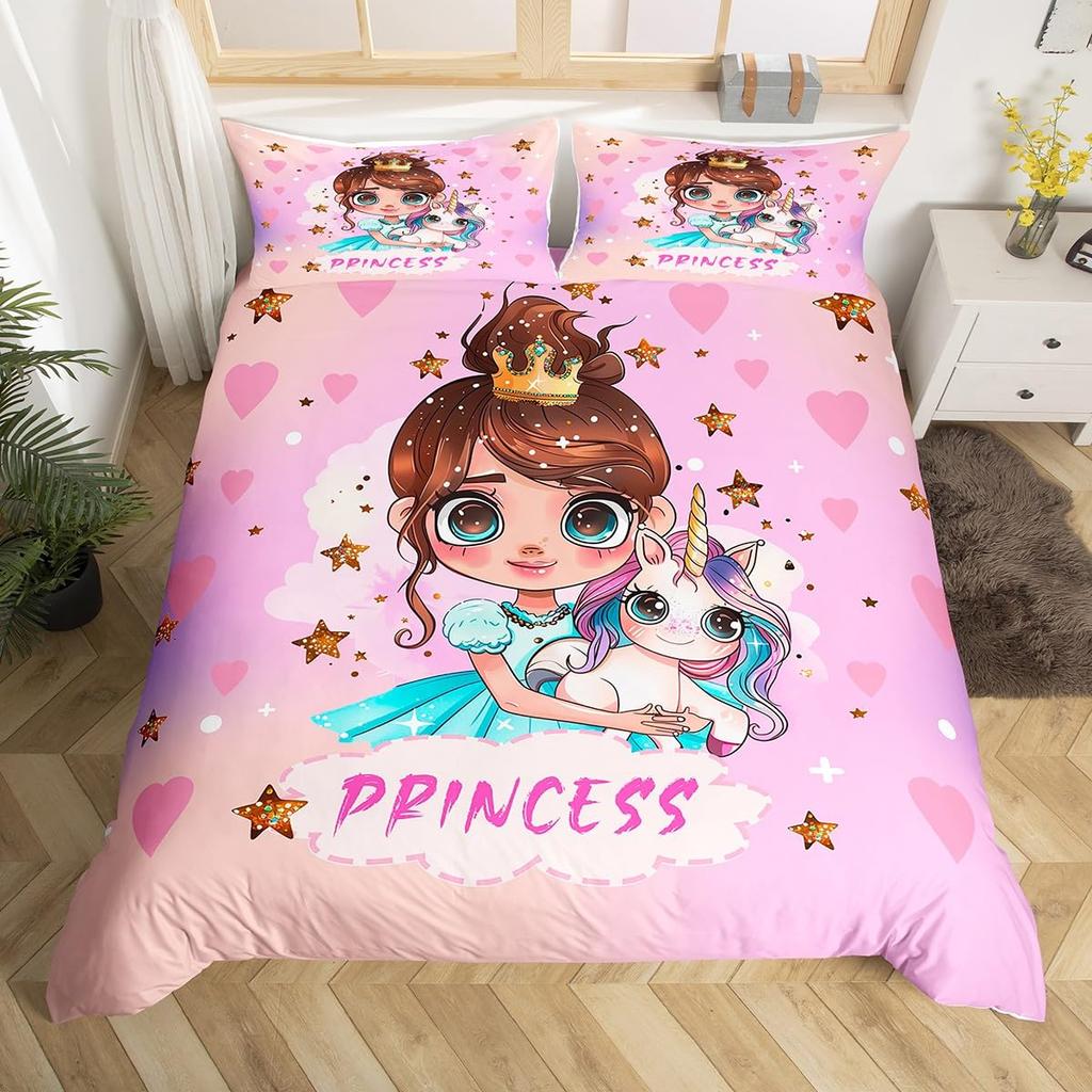 Rainbow Castle Duvet Cover King Queen Kids Girls Cartoon Girly Bedding Set Princess Castle Comforter Cover Bedroom Quilt Cover