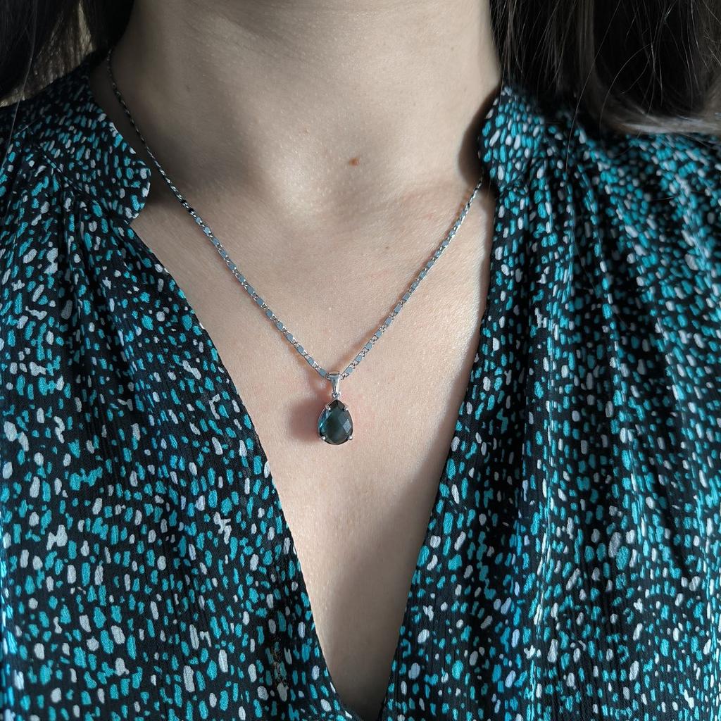 Серебряная подвеска с топазом Лондон Блю 3.363ct (2151067)