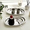 Vintage Mirror Face Cake Tray Irregular Shape Embossed Dessert Plate  Jewelry Storage