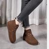 Johnature Retro Genuine Leather Flat Ankle Boots Handmade Soft Cowhide Elastic Band Soft Soled Women's Shoes