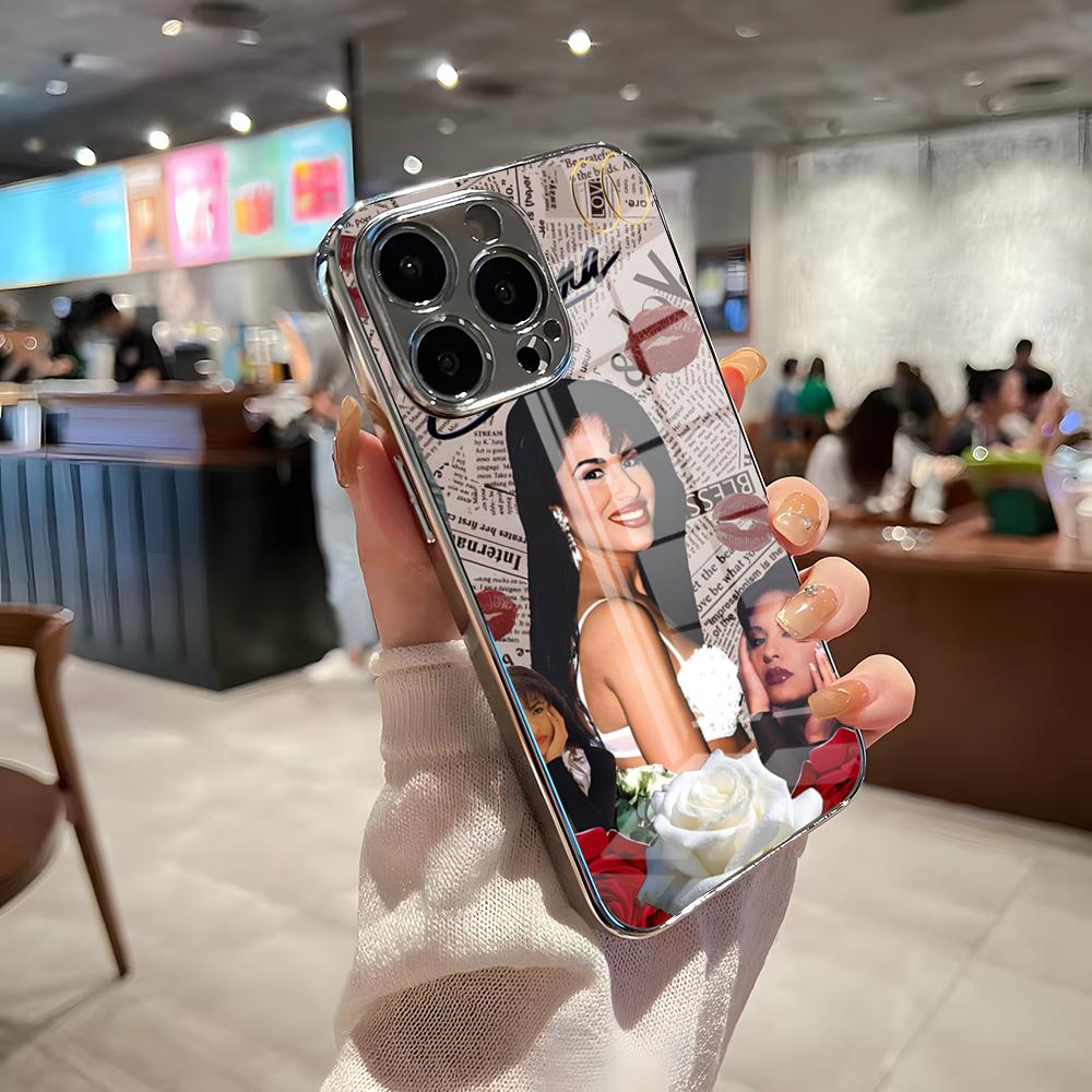 

Singer Selena Phone Case For IPhone 17 Pro Max 15 Pro 16 14 Plus 12 13 Mini 11 Pro Shockproof Electroplated Glass Cover iPhone Air