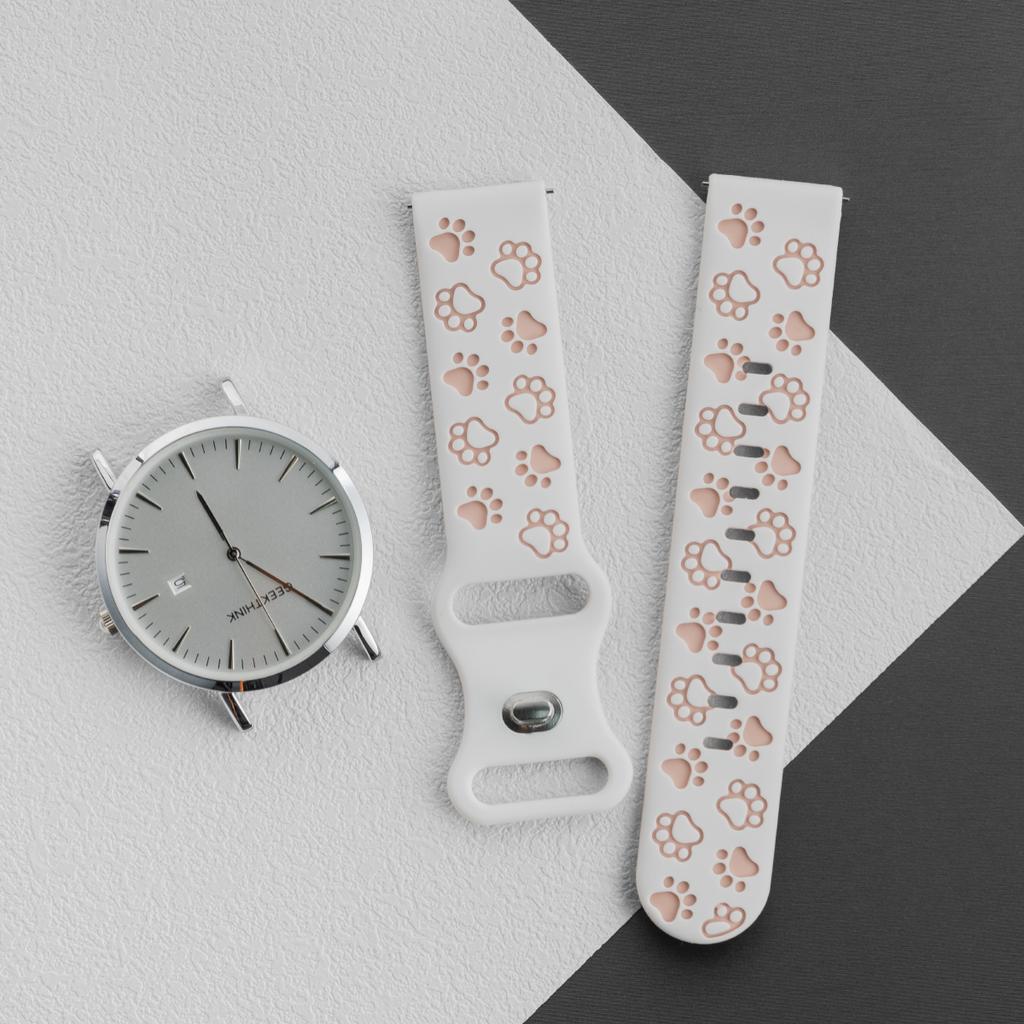 20mm Two-tones Silicone Strap for Samsung Galaxy 7/6/5/4 5pro 4/6classic Soft Sports Band for Huawei GT3/2 42MM Cat Paw Pattern