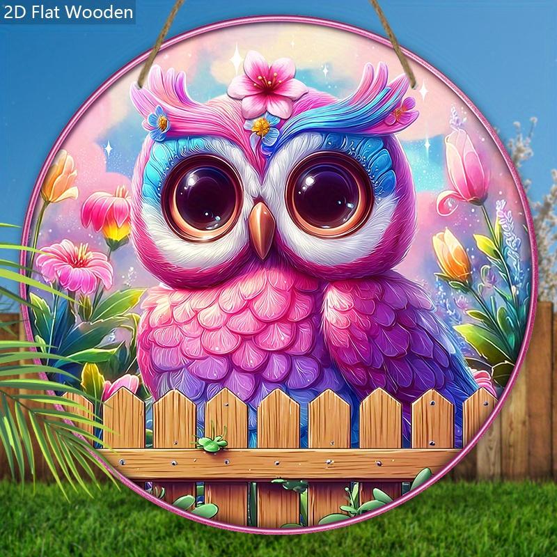 Colorful Wooden Sign with Adorable Owl Pattern Design - Unique Wall Pediments - Ideal for Front Door, Yard, Porch, Room Decor