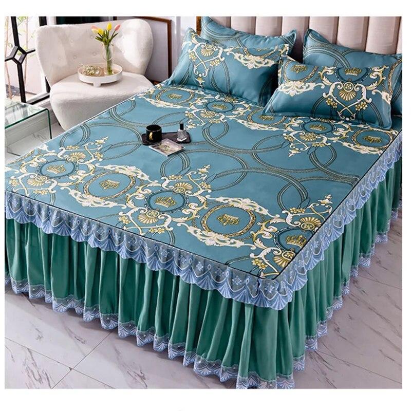 

2/3 шт. роскошные украшения для спальни, юбка-кровать, крутой наматрасник для кровати размера King Queen, покрывала на кровать, домашний текстиль 3 Pcs 180x200cm