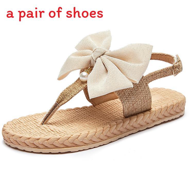 Summer Womens T Bar Sandals With Canvas Material And Butterfly Knot For Outdoor And Indoor Wear