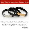 HNSP Stainless Steel Silicone Leather Bracelet For Men Hand Chain Adjustable Size Male Sports Bracelet  Accessories