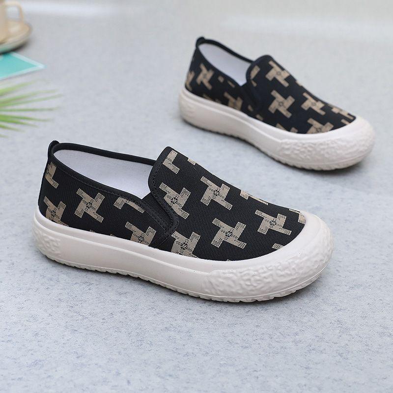 

Весна/лето Женская тканевая обувь Повседневная дышащая парусиновая обувь Рыбацкая обувь с толстой подошвой 37 чёрный