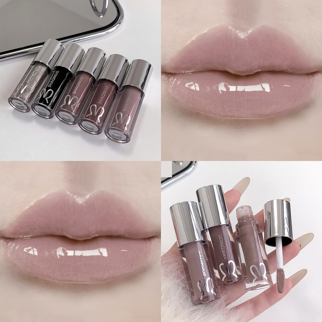 Soft and Lightweight Lip Gloss, Smoky Mirror Lip Glaze, Shimmering Glass Lip Gloss, Hydrating Watery Lip Gloss Lip Makeup Gift