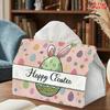 1pc Bunny Tissue Box Holder with Egg-Shaped Lid Compatible for Easter Egg Dispenser, Reusable Napkin Storage Box Suitable for Kitchen, Table Decor, Pa